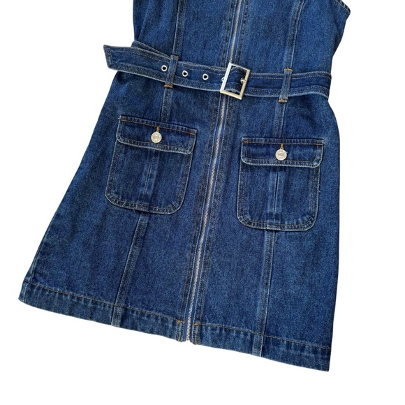Forever 21 Blue Denim Jeans Dress Straight Sleeveless Belted Girls 11/12 NWT - Picture 6 of 9